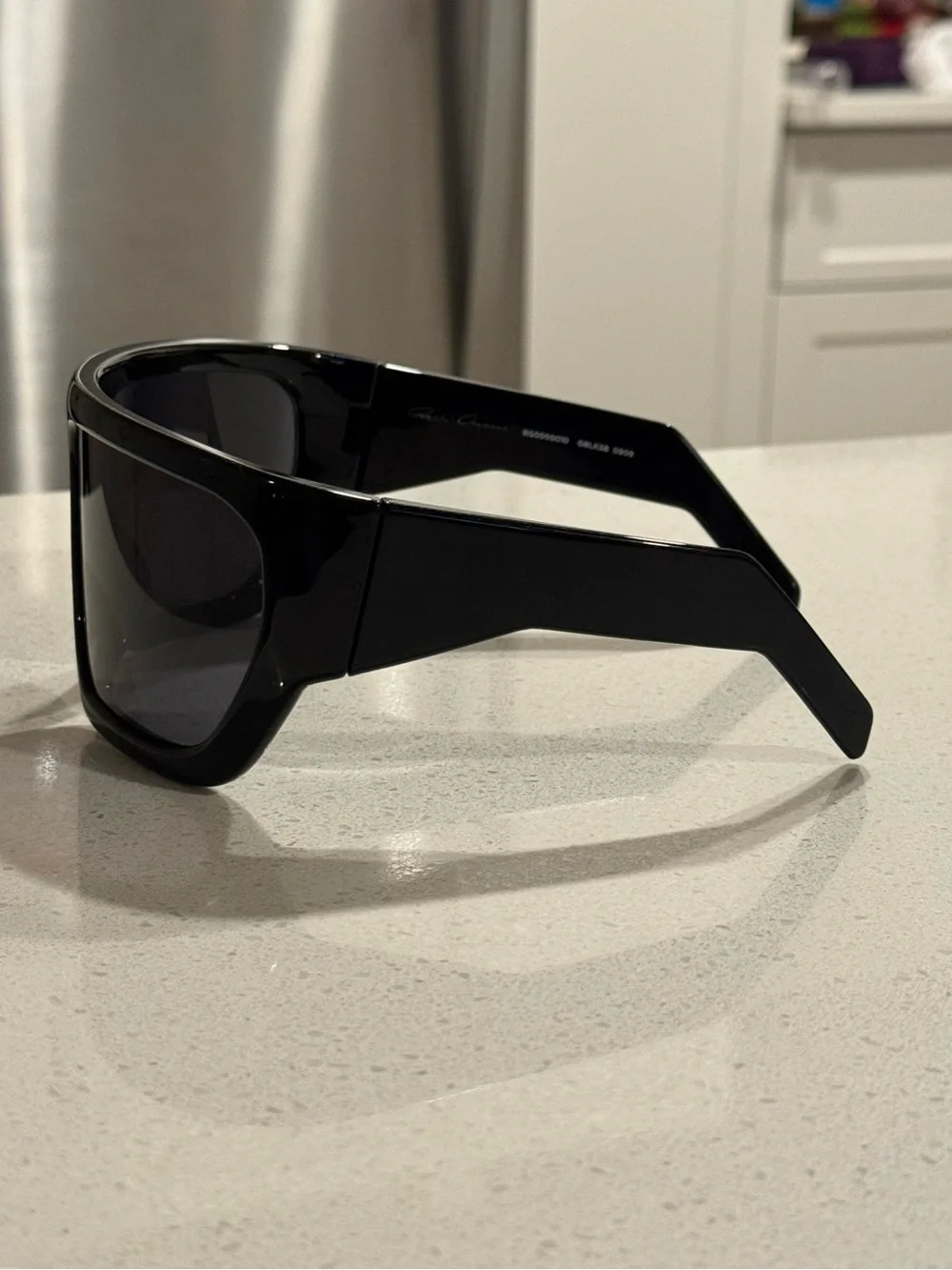 Rick Owens Davis Shield Sunglasses in Glossy Black